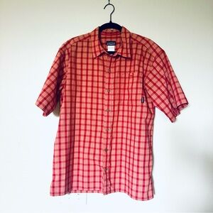 Patagonia Red Tattersall Plaid Short Sleeve Button Up Lightweight Shirt Size M